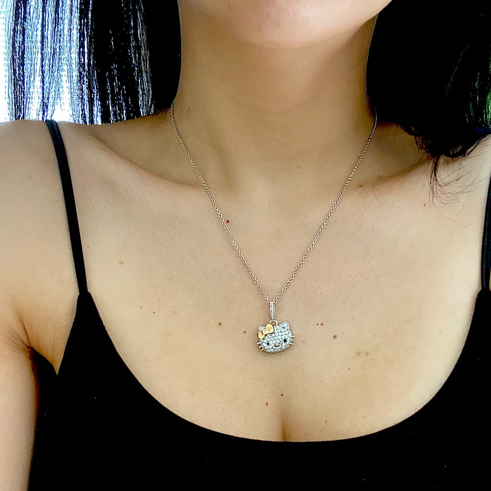 Hello Kitty White Gold Diamond Necklace by KLS